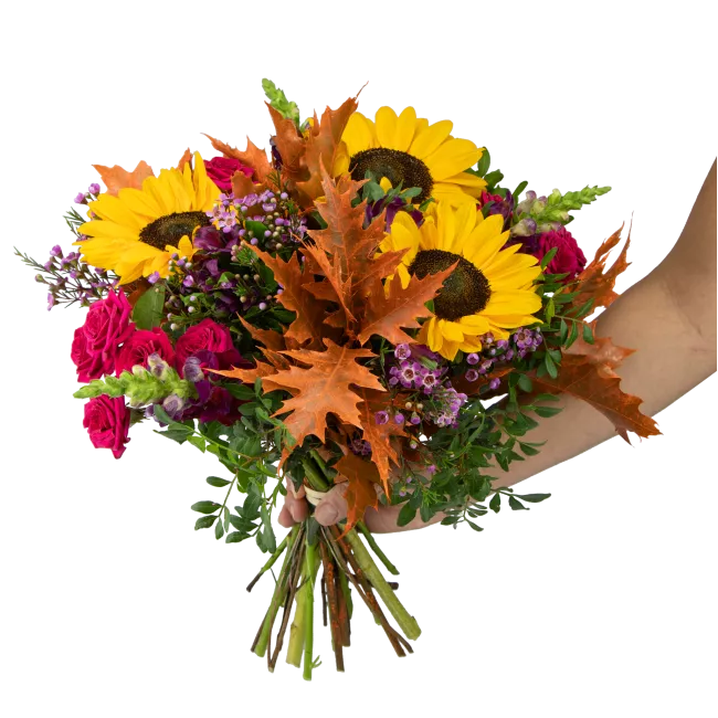Autumn bouquet with sunflowers